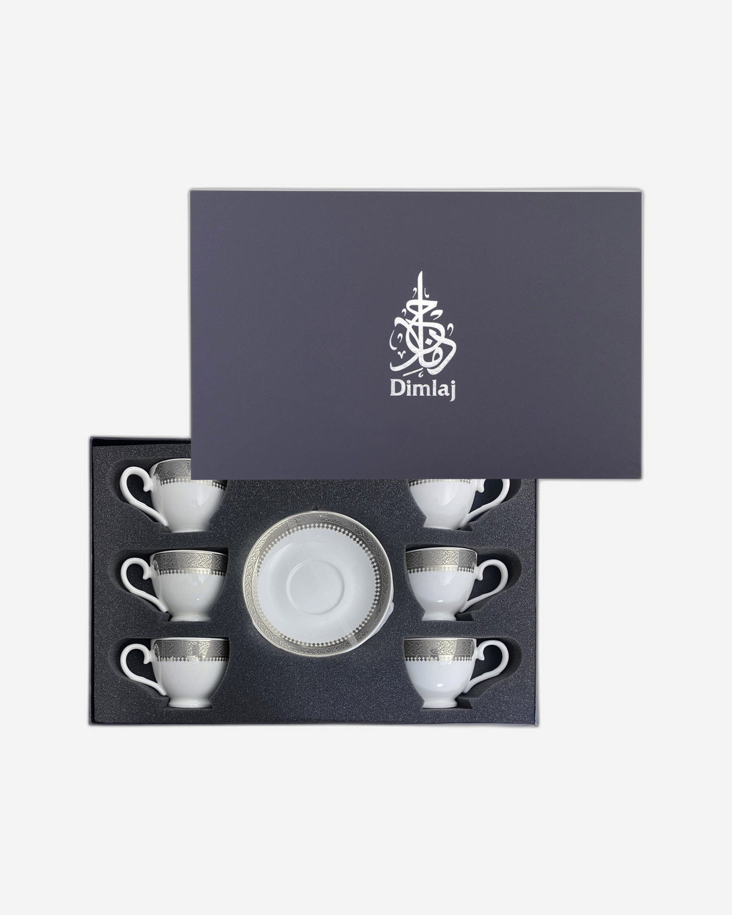 Dimlaj Cordoba Turkish Coffee Cups 6Pc Platinum