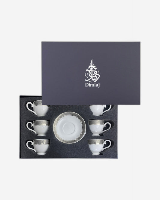 Dimlaj Cordoba Set of 6 Pcs Turkish Coffee Cups (Platinum)