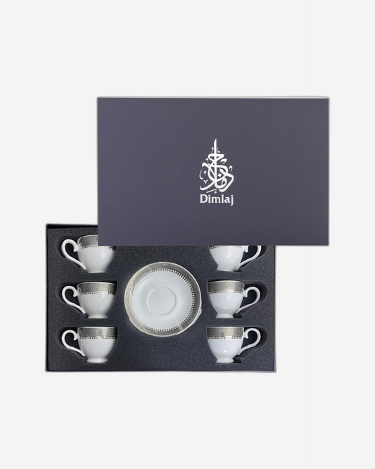 Dimlaj Cordoba Turkish Coffee Cups 6Pc Platinum