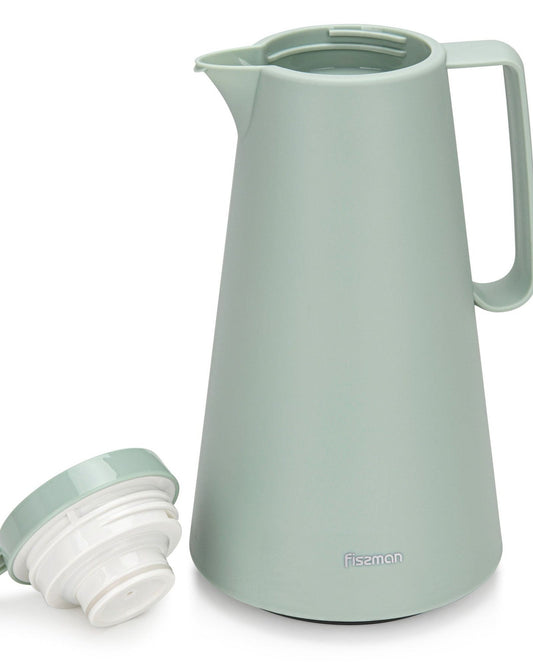 Fissman Vacuum Insulated Flask 1000 Ml Green With Pink Glass Liner