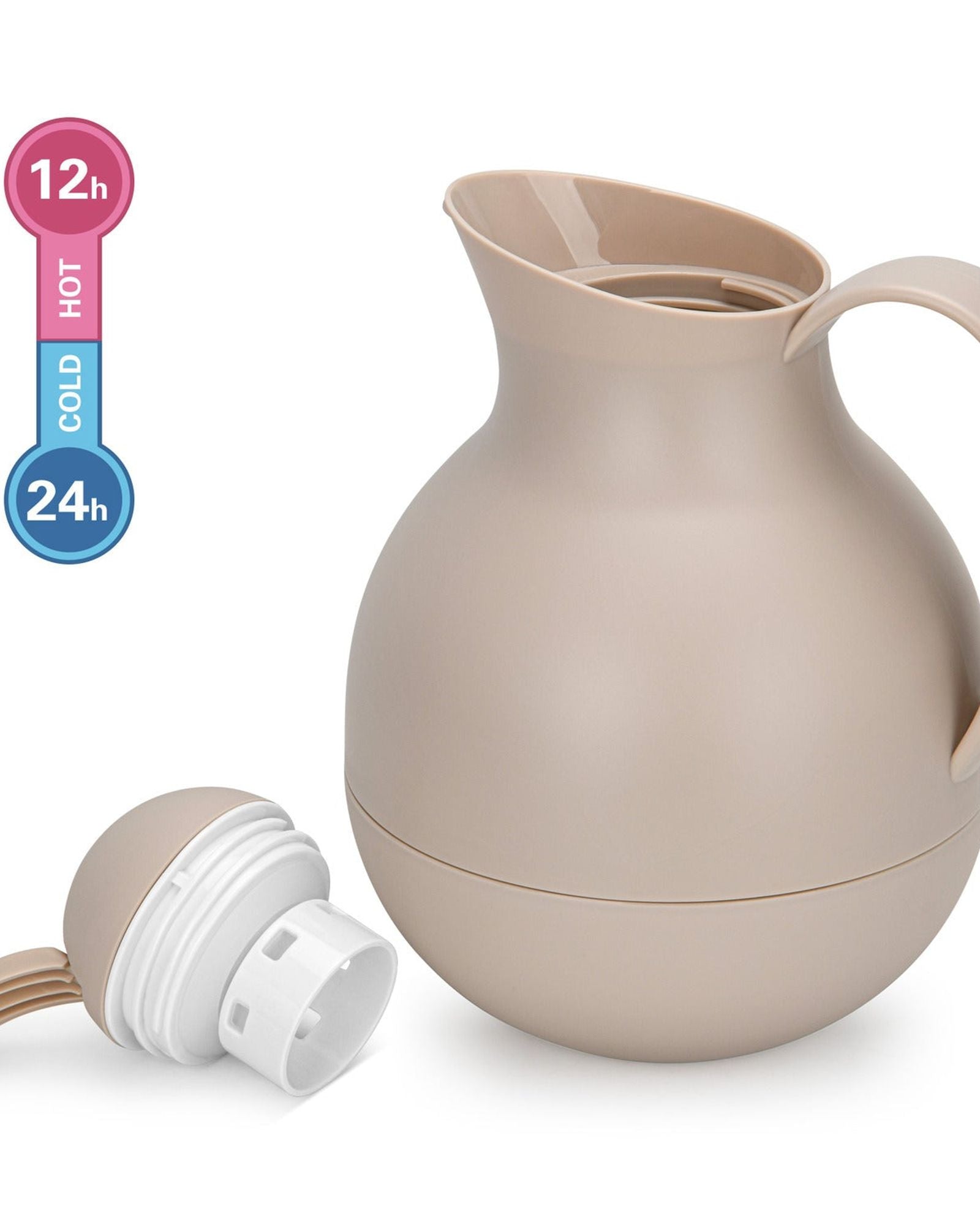 Fissman Vacuum Insulated Flask 1000 Ml Mocha Cream With White Glass Asbestos Free