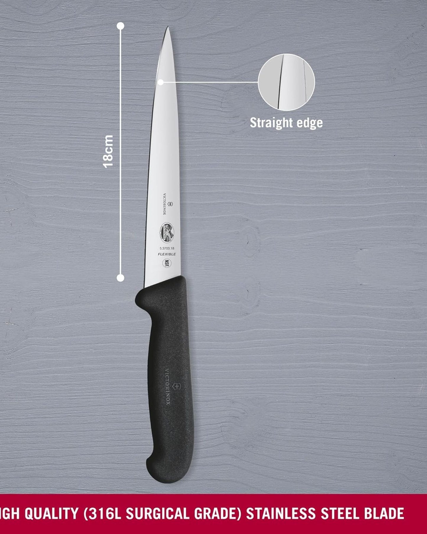 Victorinox Fibrox Filleting Knife 18cm Black
