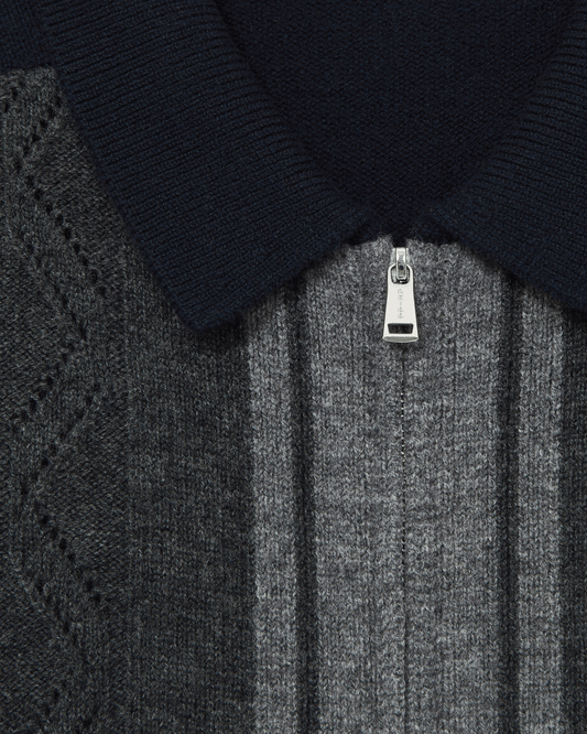 Reiss LS Wool Colour Block Zip Through Cardigan
