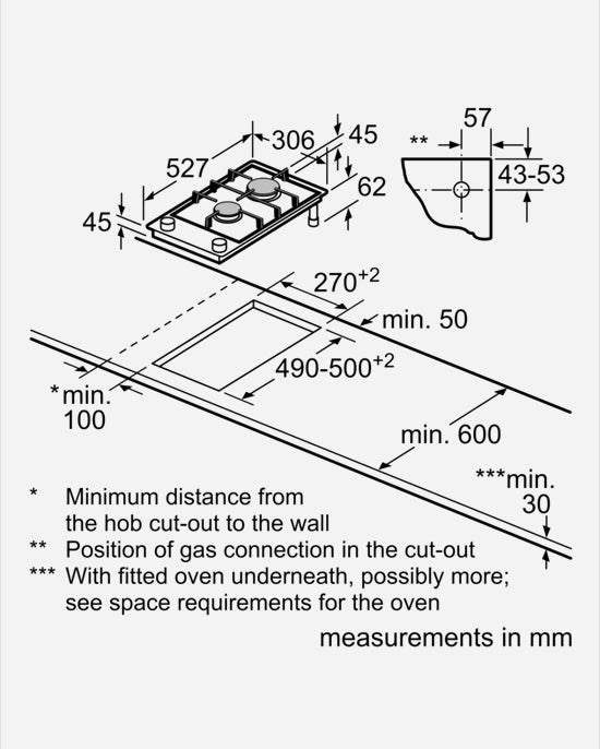 Bosch Domino Gas Hob 2 Burners Ceramic