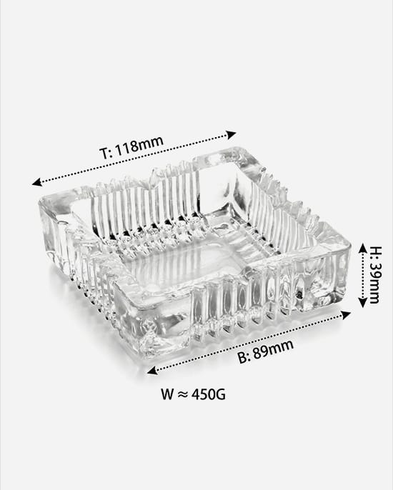 Cuisine Art Soda Lime Glass Square Ashtray 4 Inch