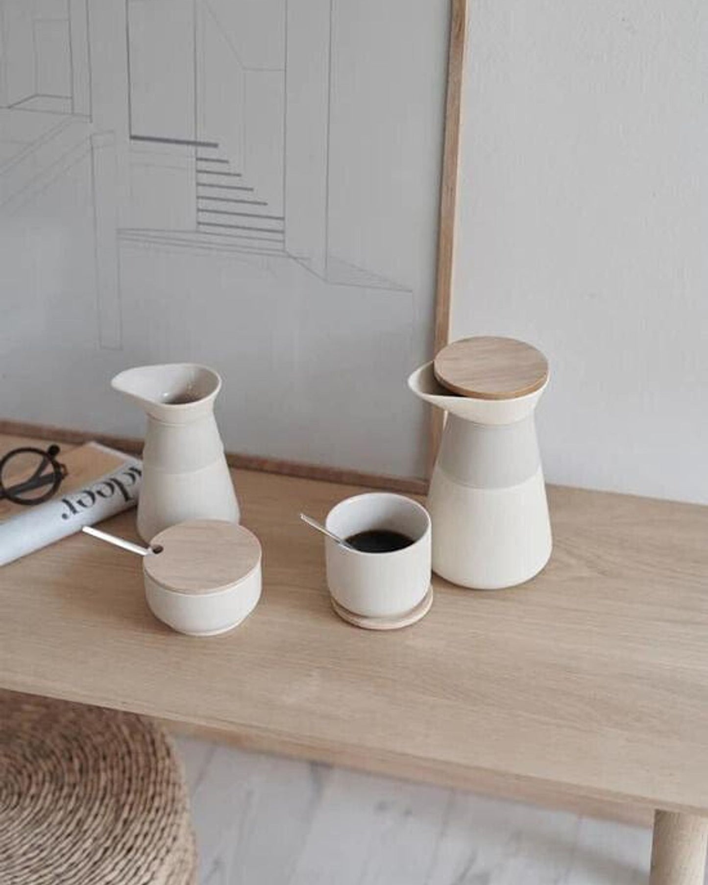 Stelton Theo Cup with Coaster Sand