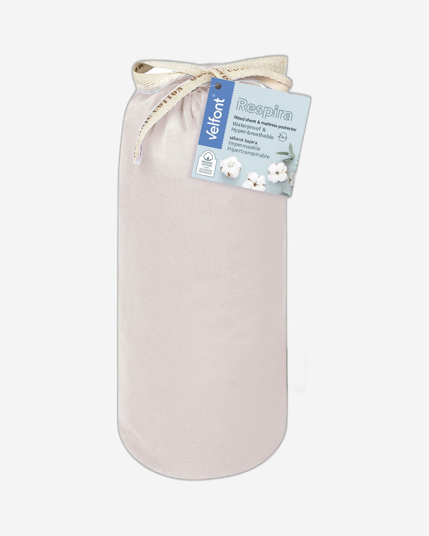 Velfont "Respira" 100% Organic Cotton Fitted Sheets in Cream