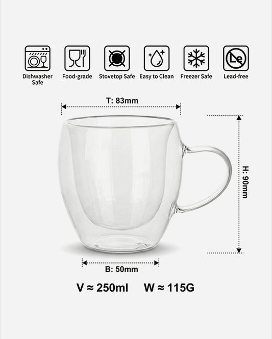 Cuisine Art Borosilicate Double Wall Glass Set 250ml 2Pc