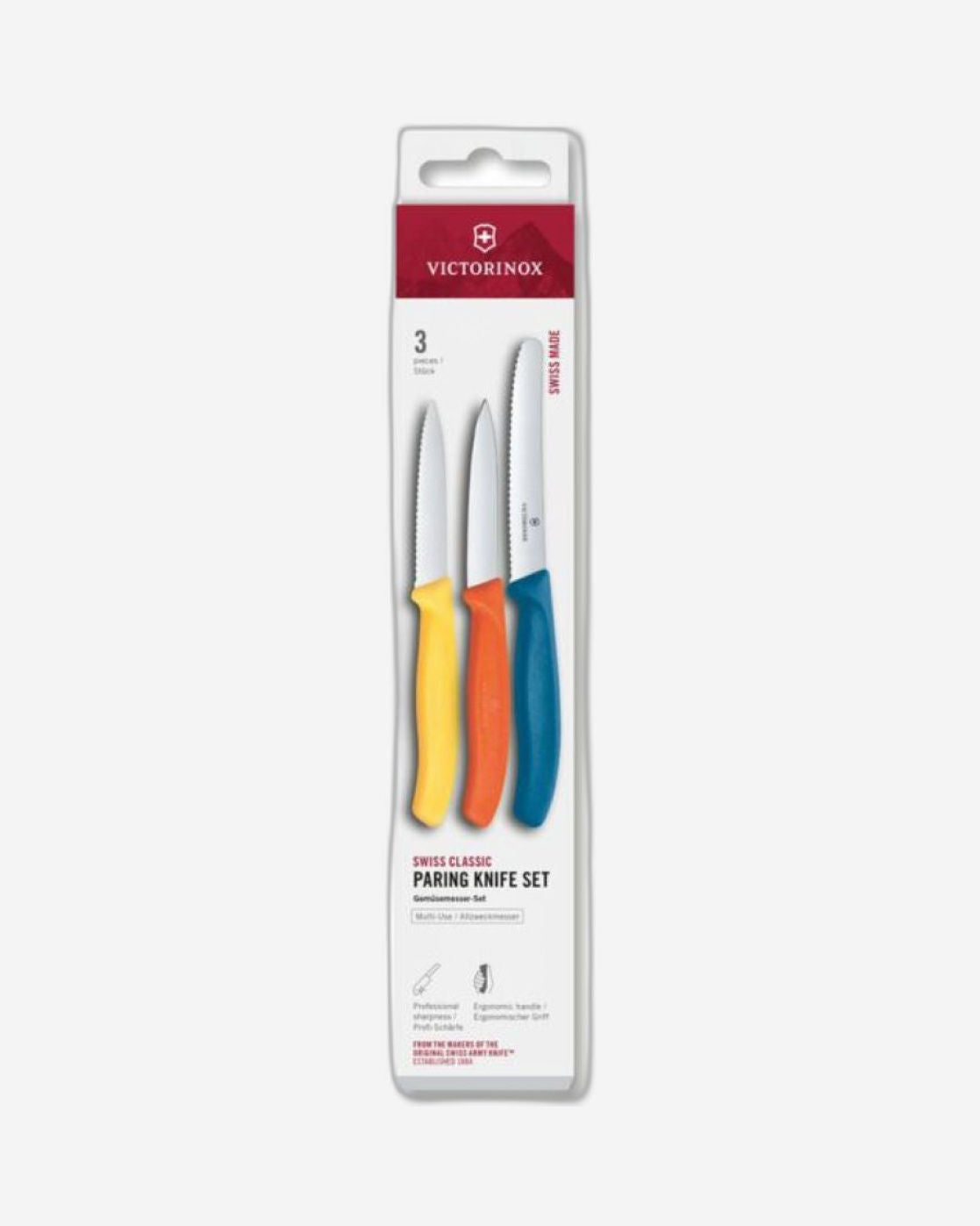 Victorinox Swiss Classic Paring Set 3Pcs Straight Wavy Yellow Orange Blue 6.7116.32C1