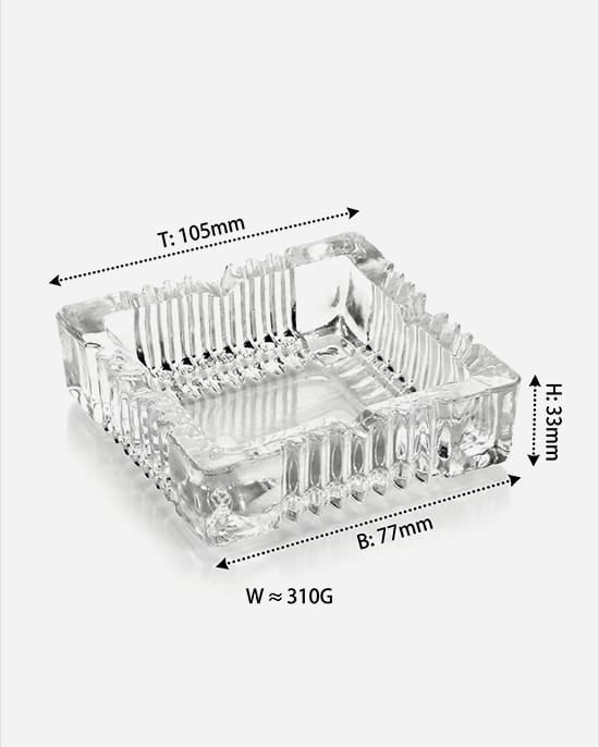 Cuisine Art Soda Lime Glass Square Ashtray 3 Inch