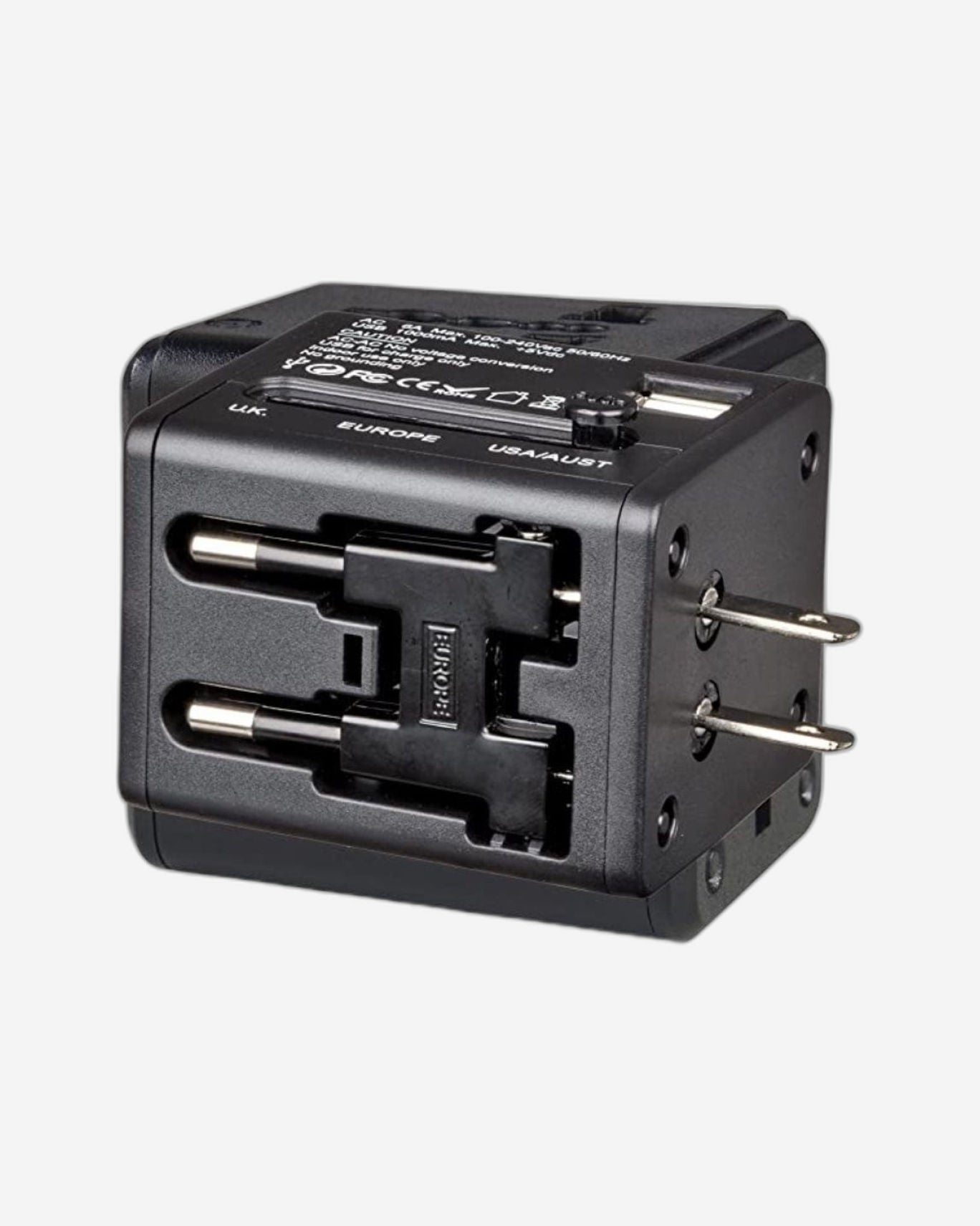 Wenger Travel Adapter With 2 USB Charger Black - 604559