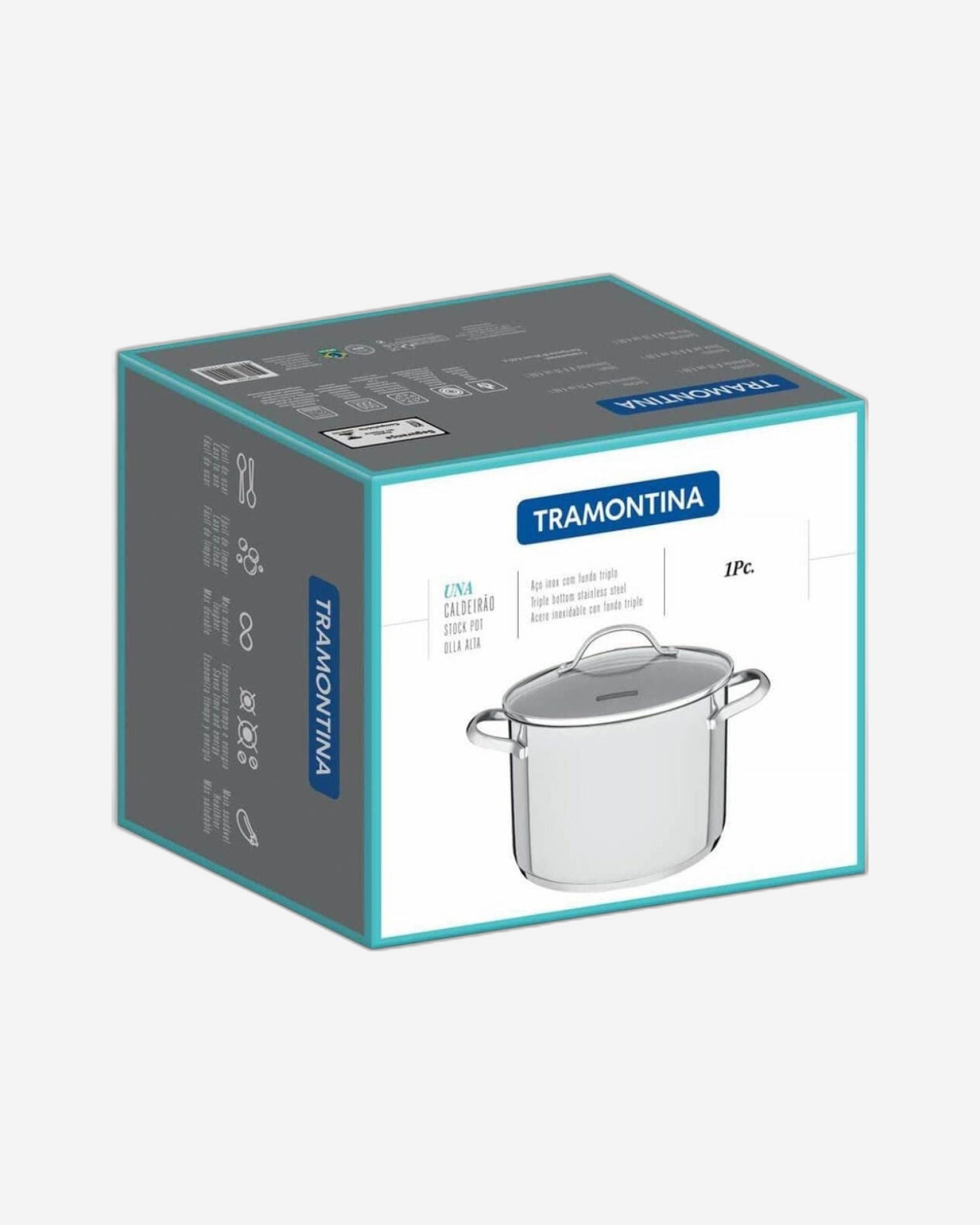 Tramontina Brazil Una 20cm 4.6L Stainless Steel Stock Pot with Tri-ply Bottom