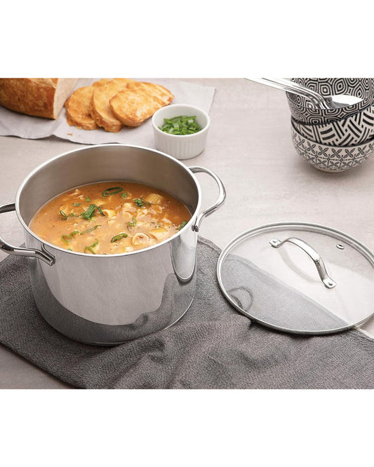 Tramontina Brazil Una 24cm 7.7L Stainless Steel Stock Pot with Tri-ply Bottom