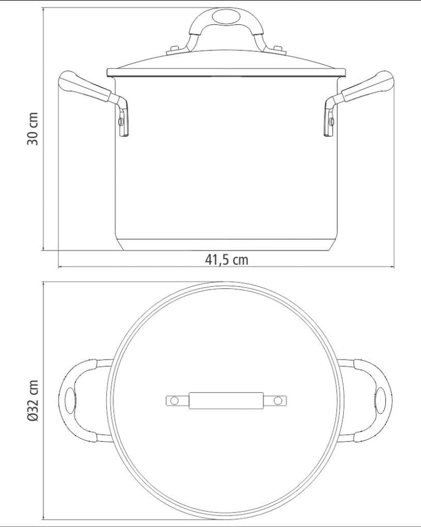 Tramontina Brazil Solar Silicon 30cm 15.4L Stainless Steel Stock Pot with Tri-ply Bottom