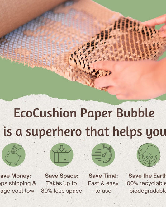 EcoCushion Wrap Paper Roll| 50M x 15" Roll | Expandable upto 75M