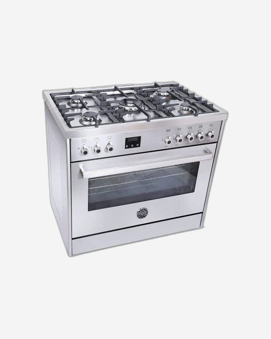 Bertazzoni Full Gas Range Cooker with Dual Fan Oven 90x60, Stainless Steel