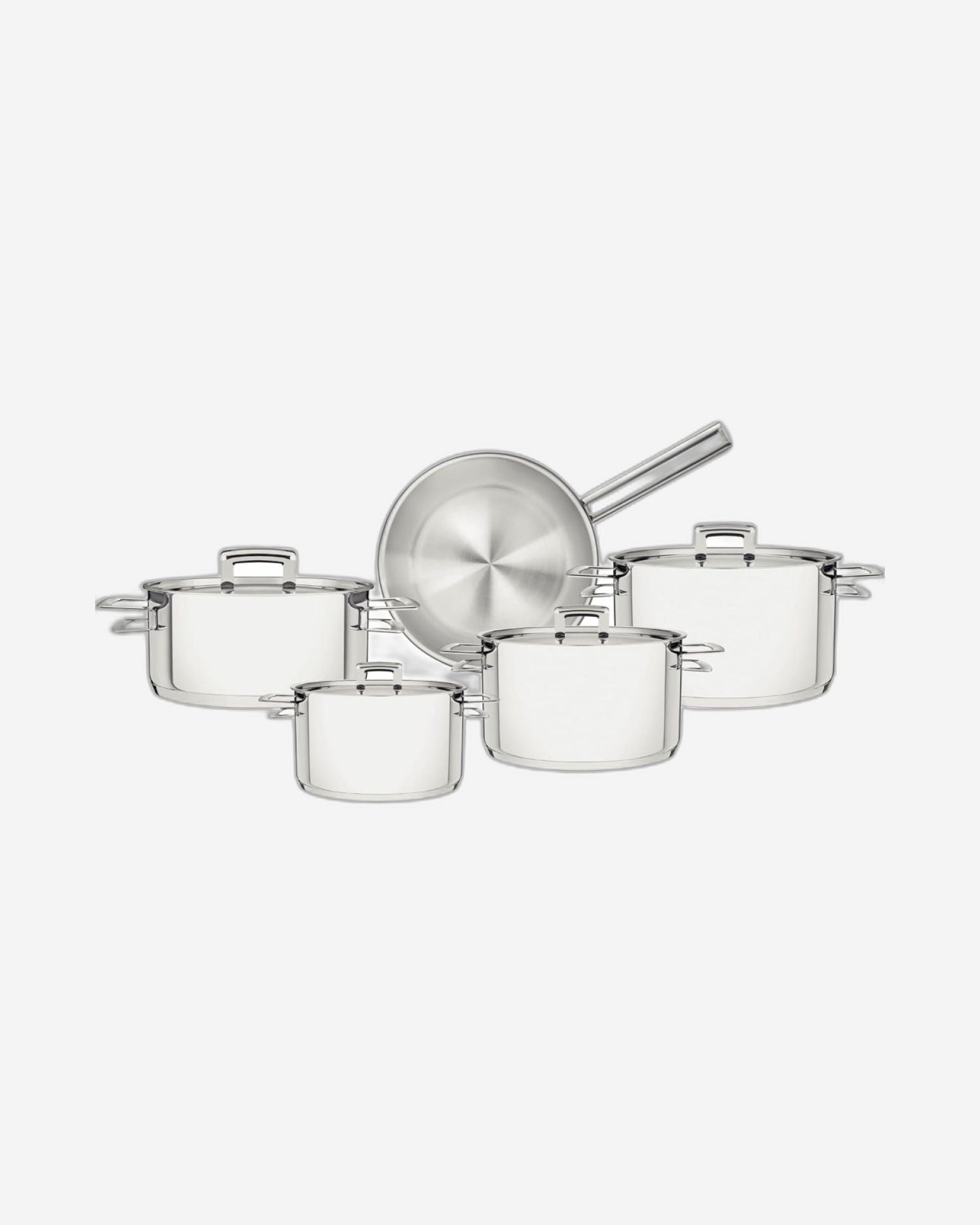Tramontina Brazil Brava 9 Pieces Stainless Steel Cookware Set with Flat Lid and Tri-ply Base