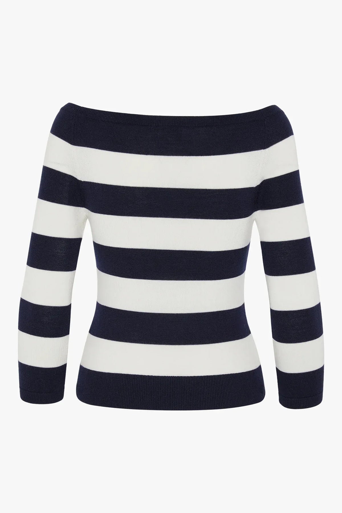 Heidi Slash Neck Knitted Jumper Merino Wool in Navy