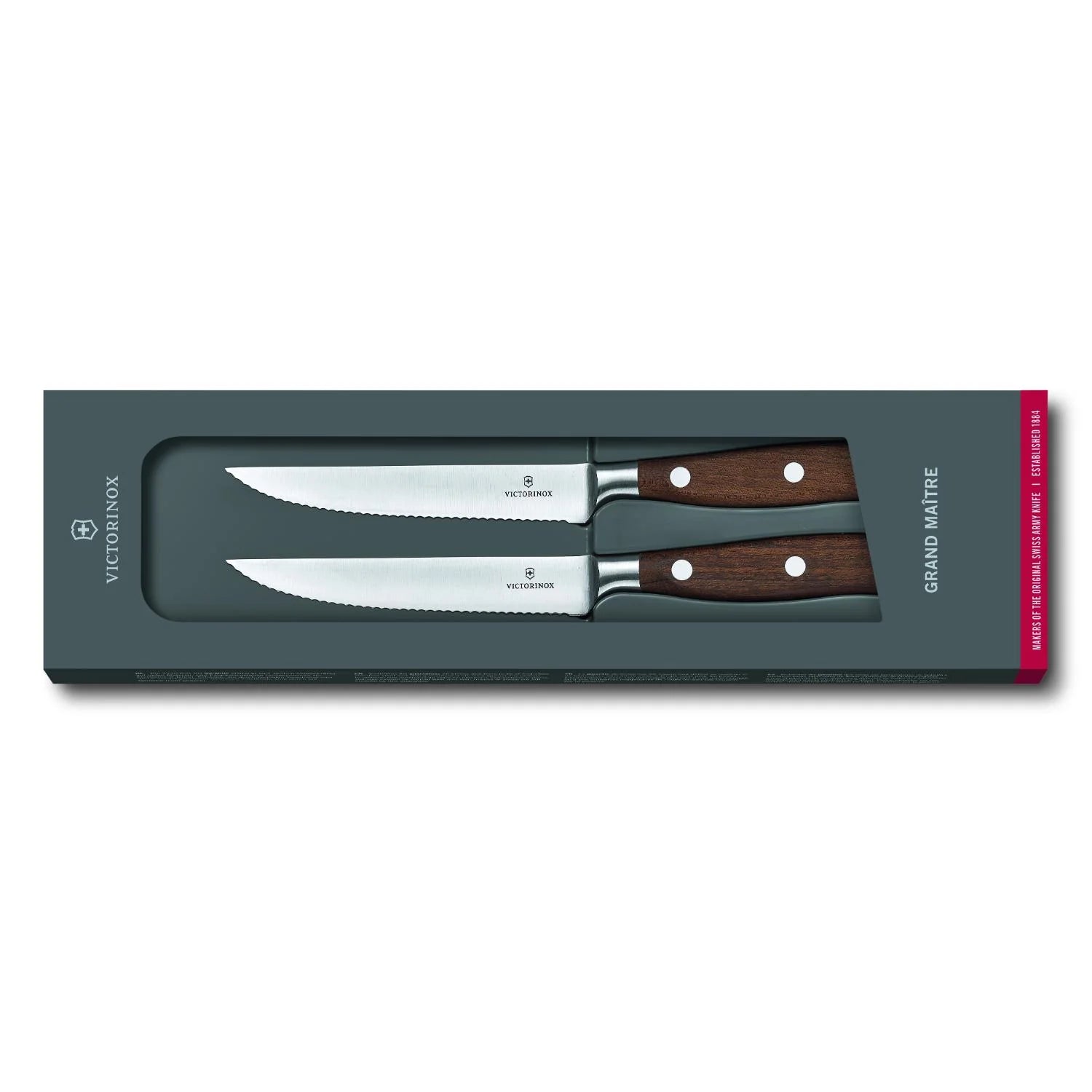 Victorinox Grand Maitre Steak Knife Set 2Pc 12cm Wood Gift Box