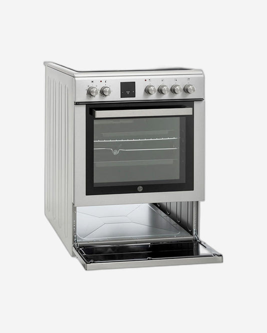 Hoover Free Standing 60x60 Cm Ceramic/Electric Cooker, 65L Electric Oven, Double-Glazed Door, With Child Lock, Made In Turkey 1 Year Manufacturer, Inox Finish- HVC-V64E-SP