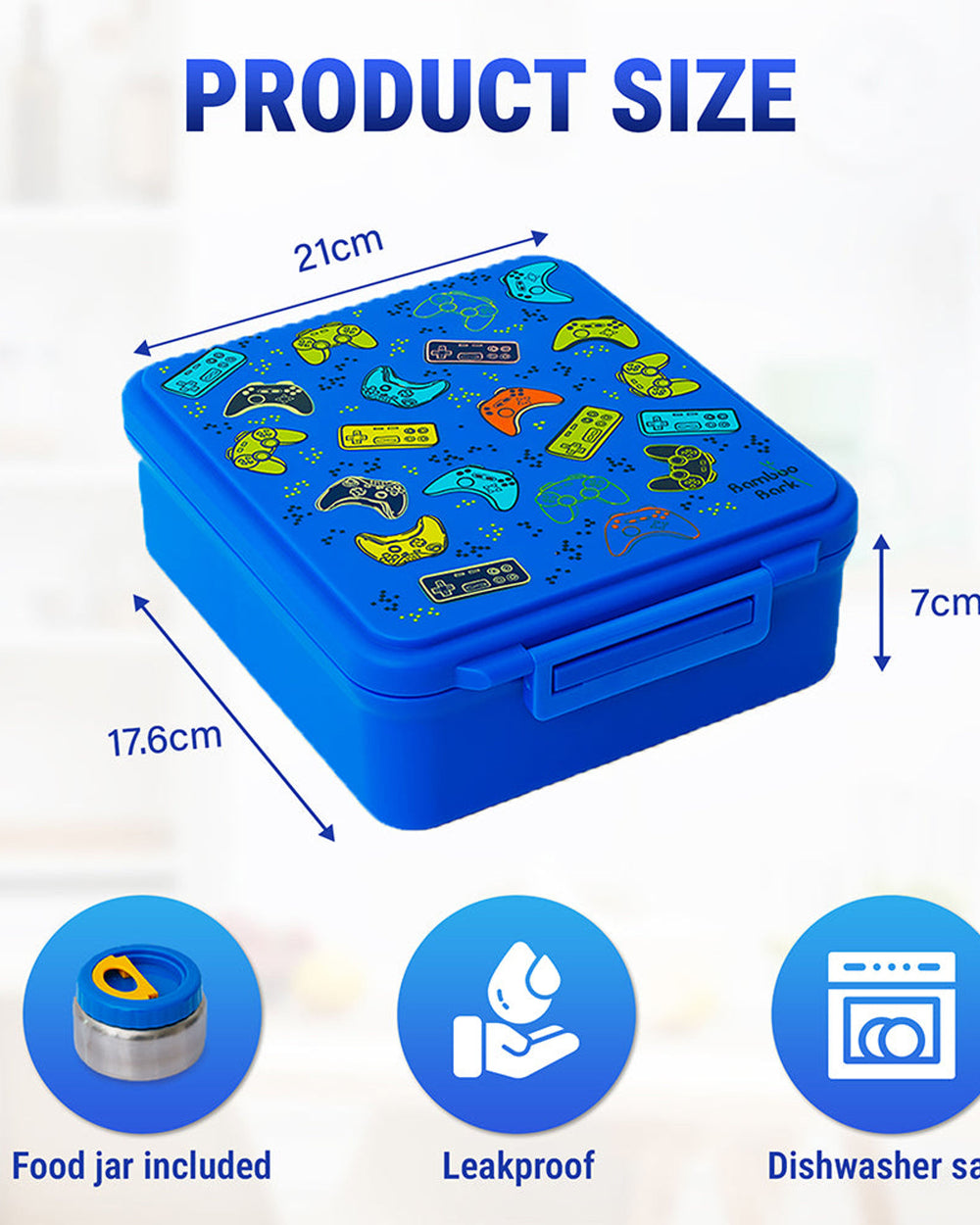 Bamboo Bark Lunch Box Blue Large Gaming Print