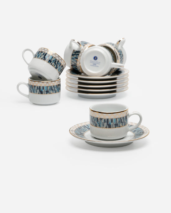 Dankotuwa Maurice Blue/Gold 6+6 Coffee Cup/Saucer