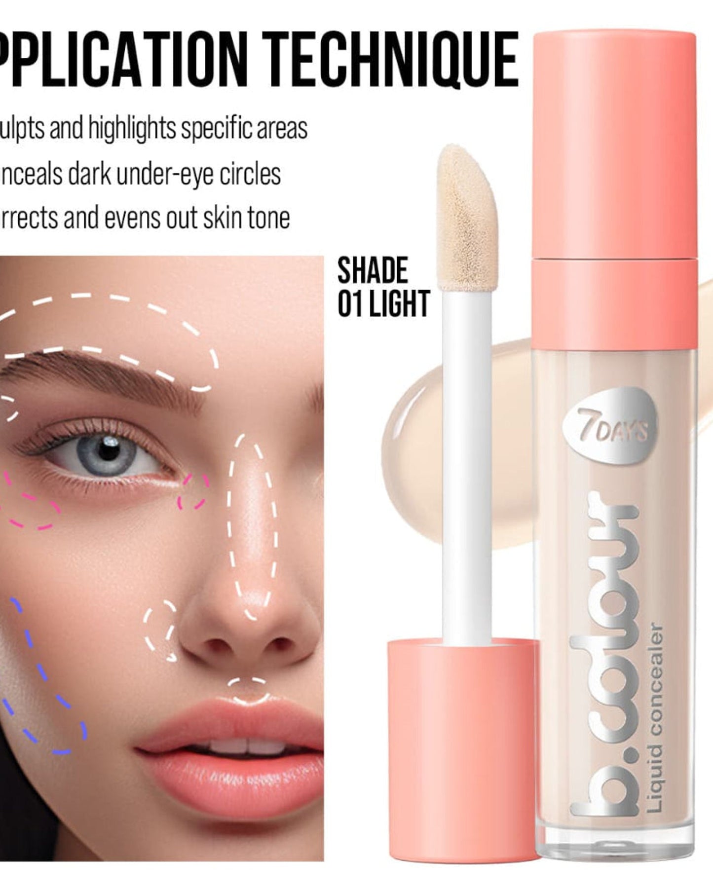 7DAYS B.COLOUR Face & Eye Concealer 01 Light