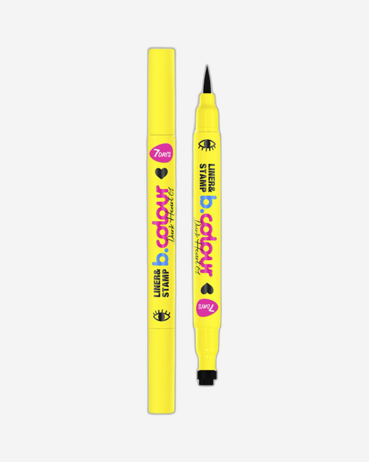 7DAYS CUTE Dual-Ended Eyeliner Pen with Heart Stamp - Waterproof Black Liquid Eyeliner