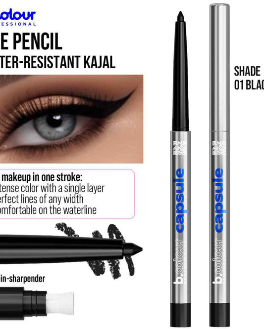 B.COLOUR PROFESSIONAL 01 Black Waterproof Kajal Eyeliner Pencil