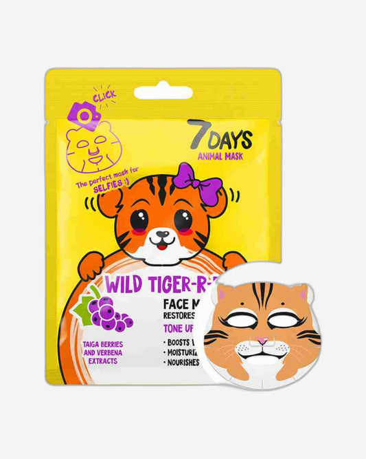 7DAYS Wild Tiger Face Mask (1 Pack) - Hydrating, Nourishing, Lifting & Toning