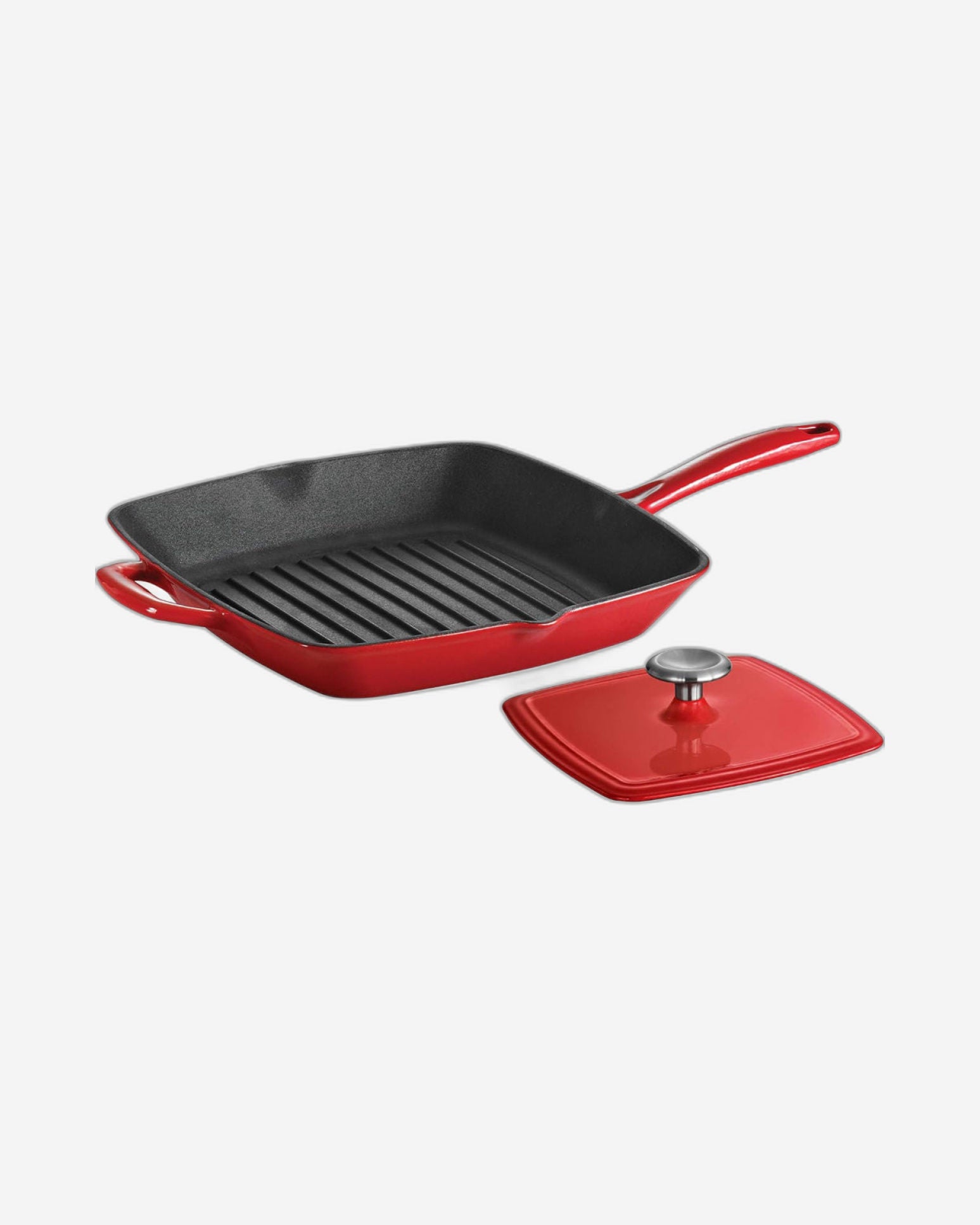 Tramontina Brazil Series 1000 11 Inches Red Enameled Cast Iron Grill with Press