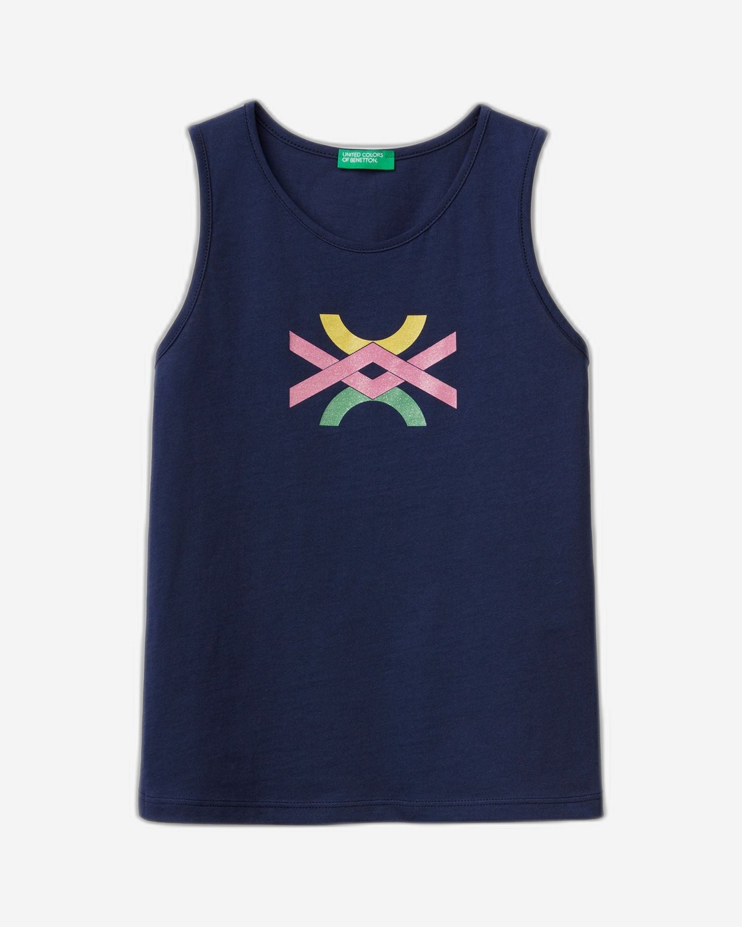 Tank top with glittery logo print