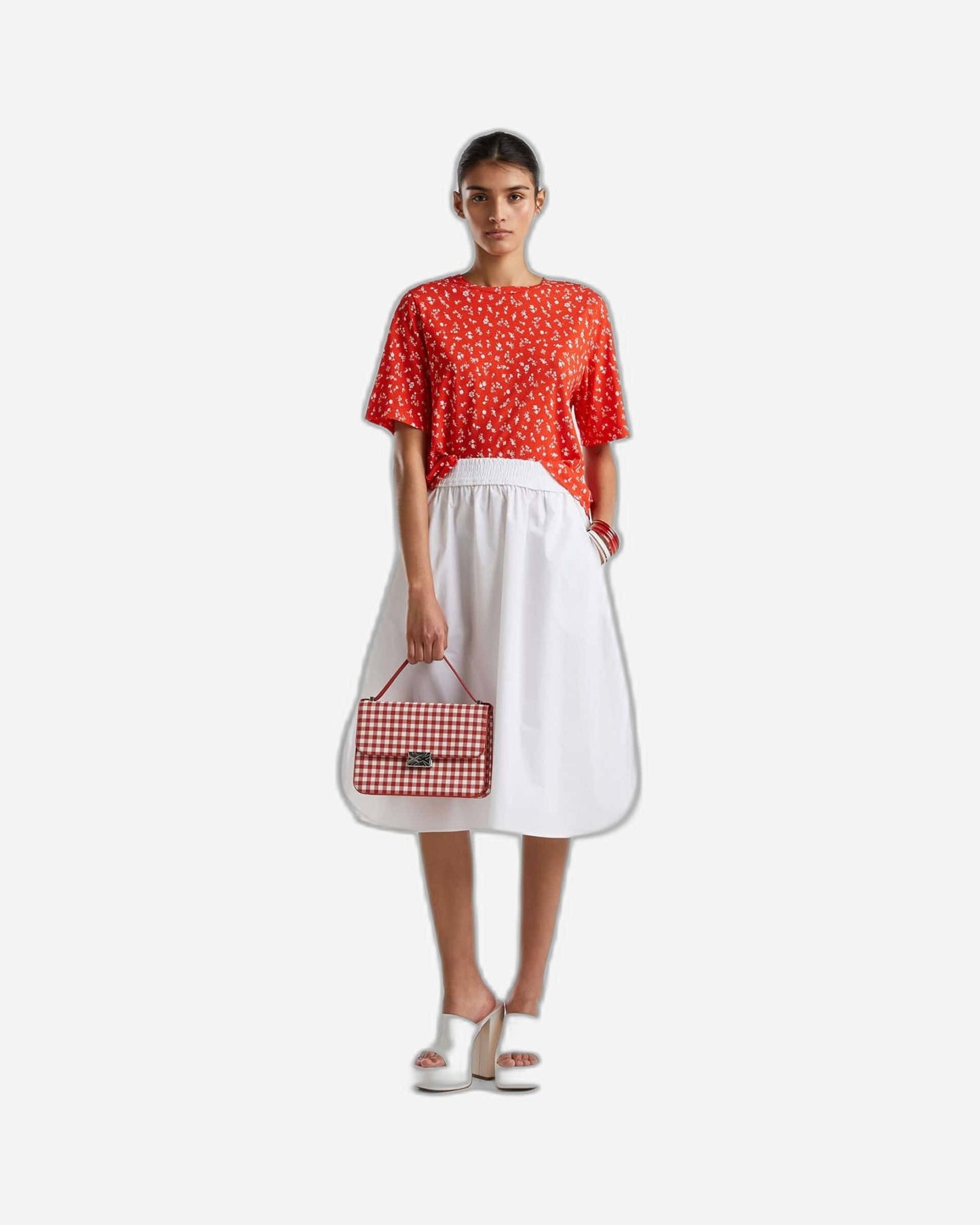Midi skirt in 100% cotton