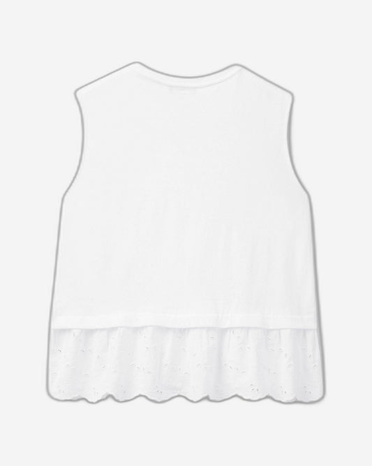 Tank top with broderie anglaise flounce