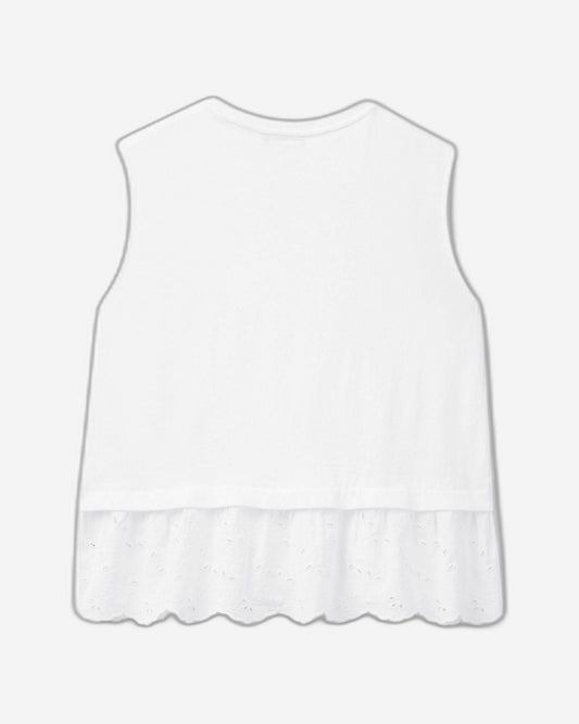 Tank top with broderie anglaise flounce