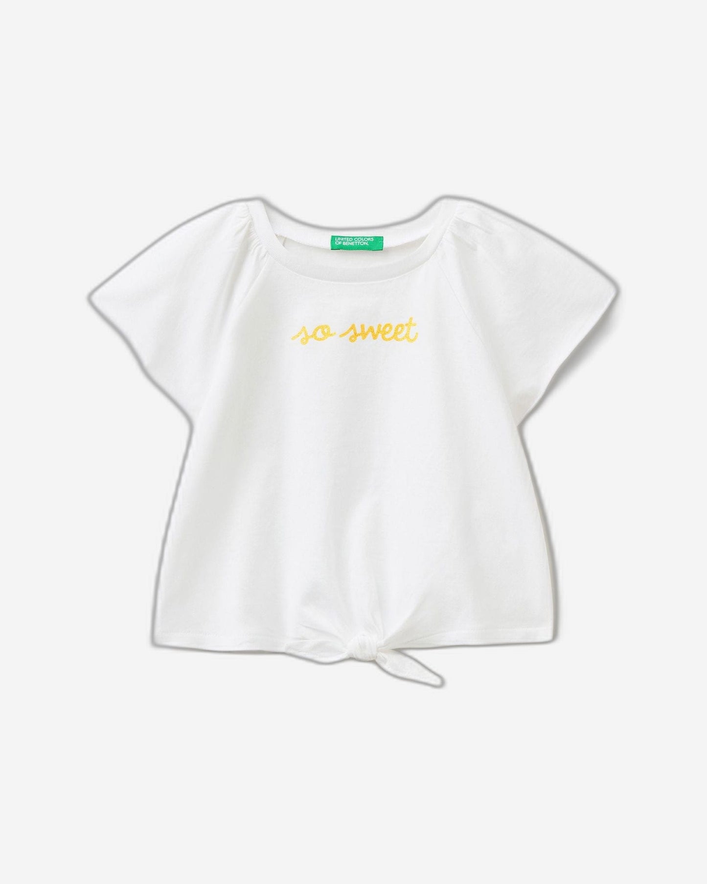 T-shirt with glittery print and knot