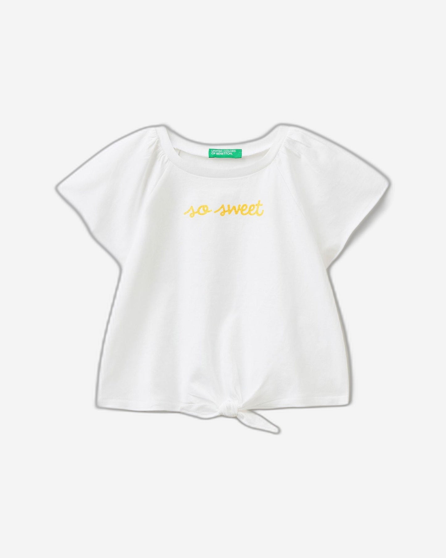 T-shirt with glittery print and knot