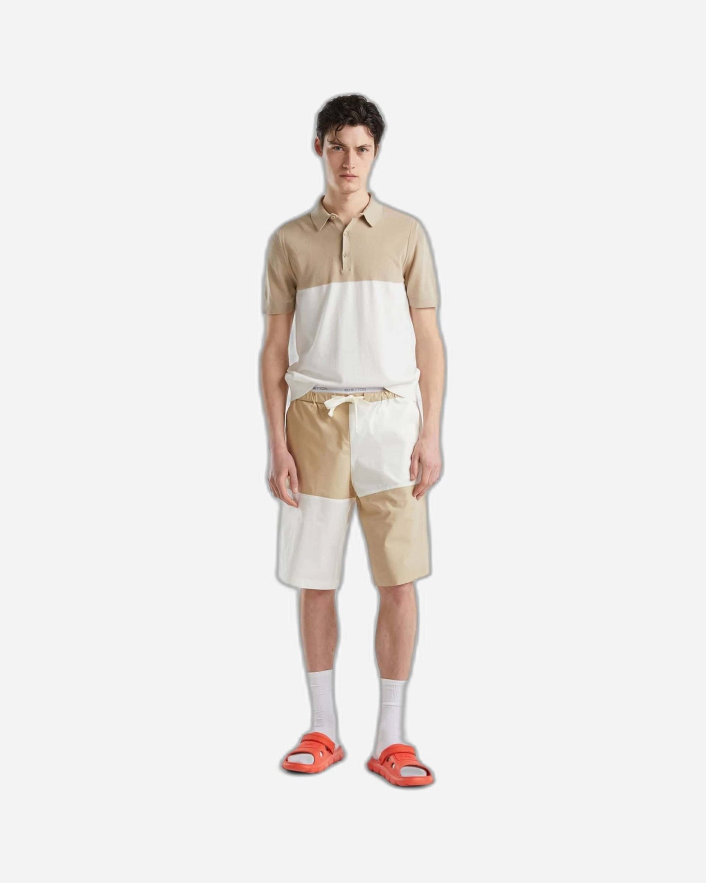 Knit color block polo