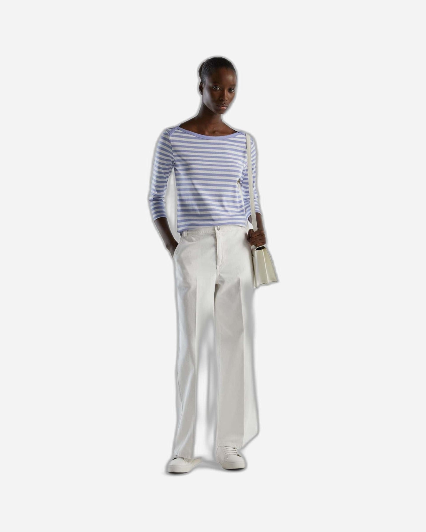 Striped 3/4 sleeve t-shirt in 100% cotton