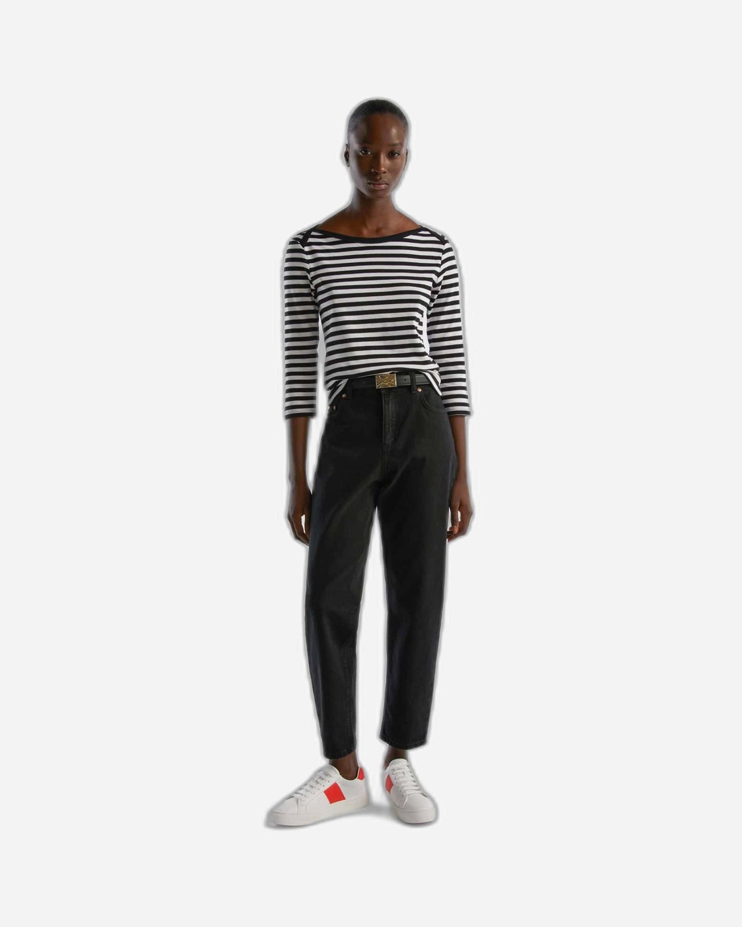 Striped 3/4 sleeve t-shirt in 100% cotton