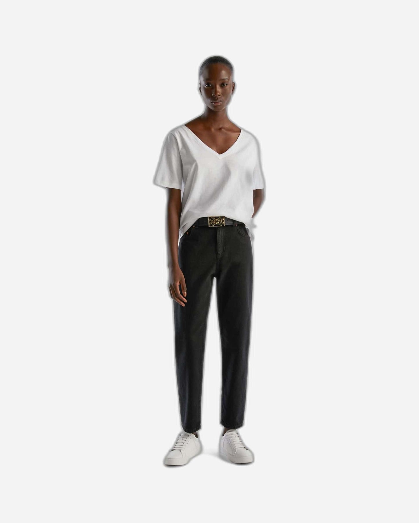 V-neck t-shirt in slub cotton