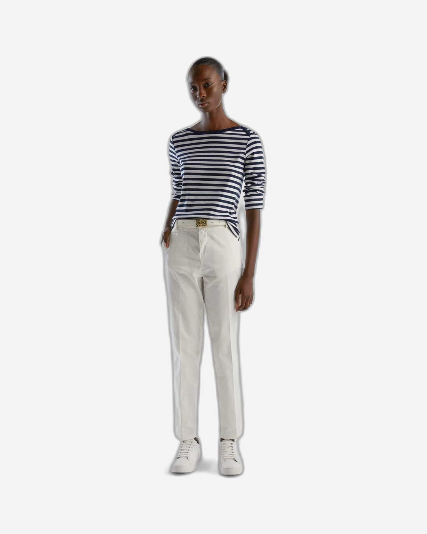 Striped 3/4 sleeve t-shirt in 100% cotton