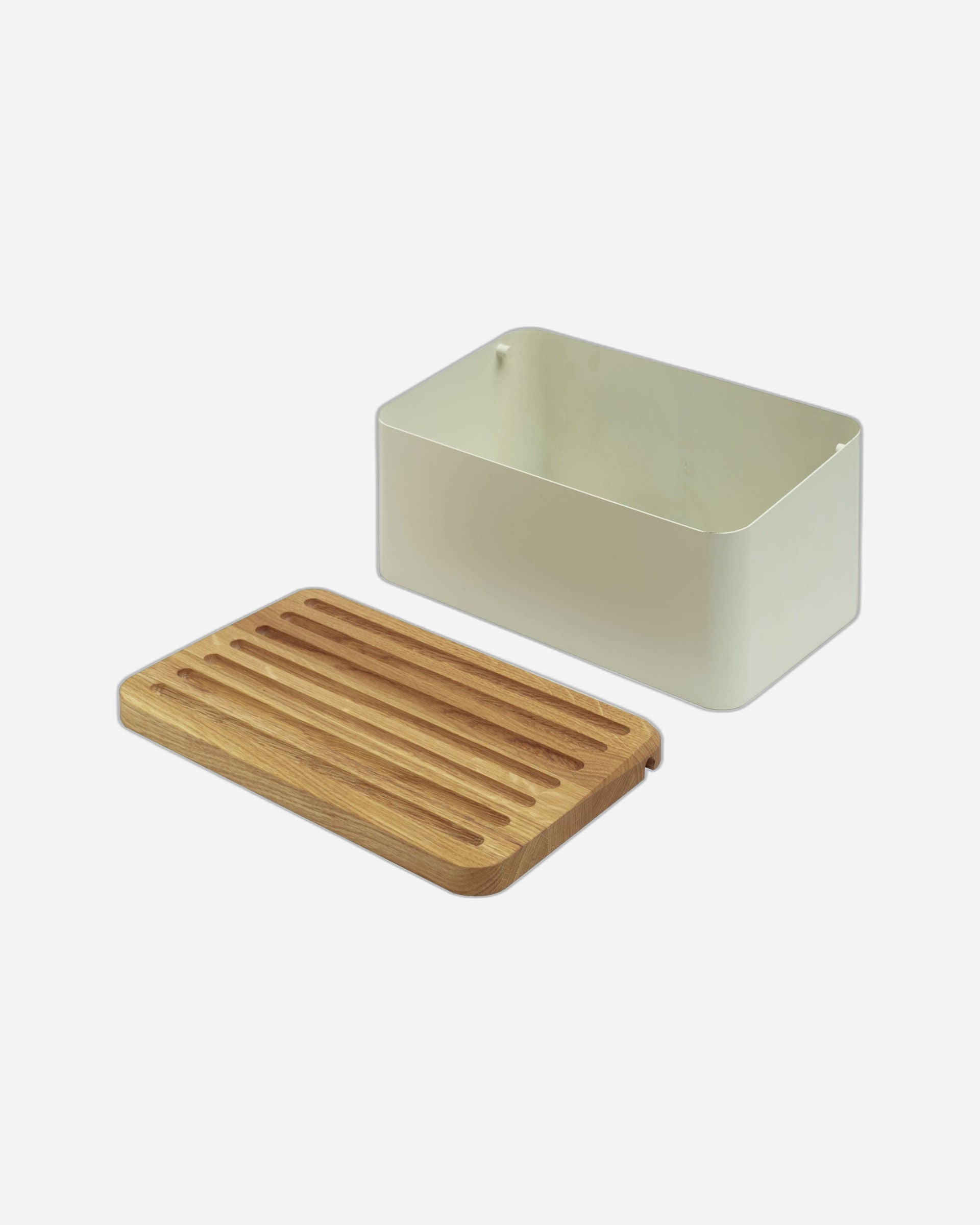 Legnoart Crispy Bread Bin White Body & Removable Oak Bread Board Bb-80W