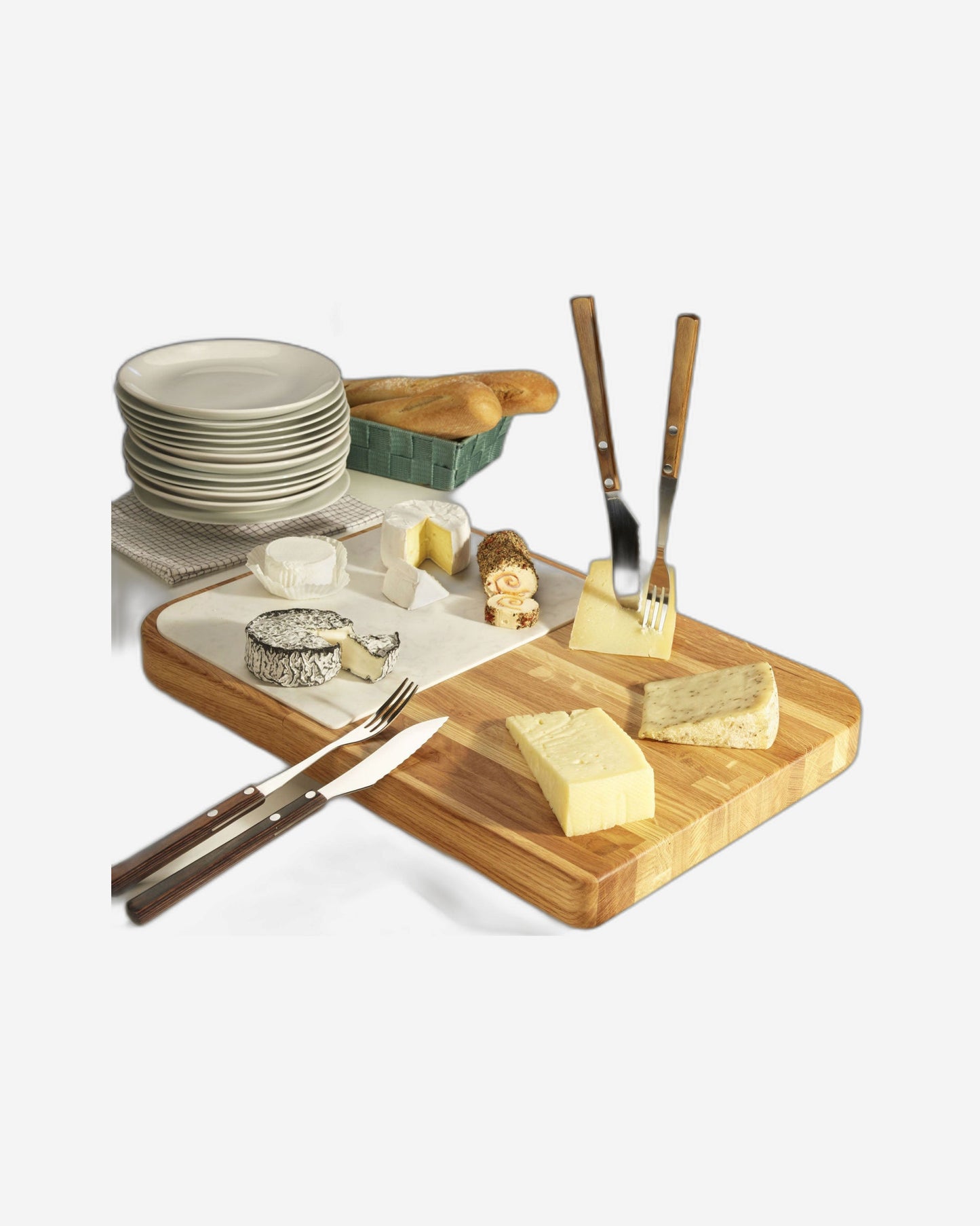 Legnoart Grand Cheese Place Oak Wood Cheese Plate +Marble Insert Mm 500X340X40 Cp-10Xl