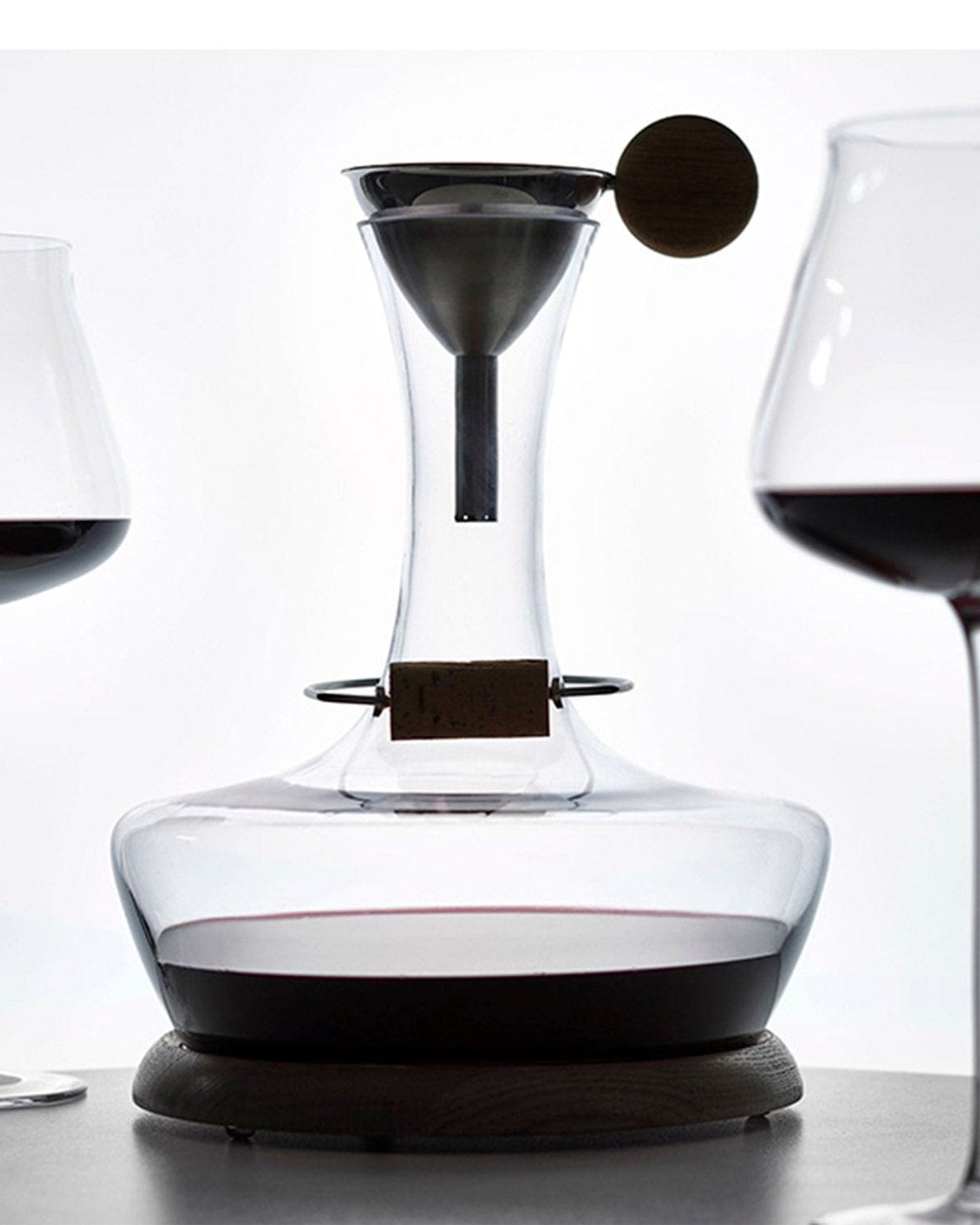 Legnoart Chateau Du Gout Decanter Set Crystal & Oak,Dying Stand,Funnel,Cork Holder,Wooden Crate