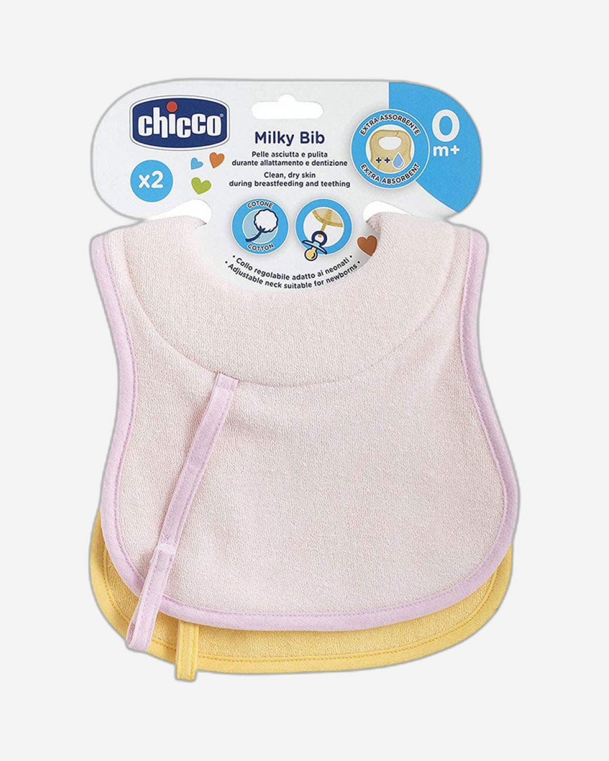 CHICCO BIB SET 0M+ PINK 2 PIECES