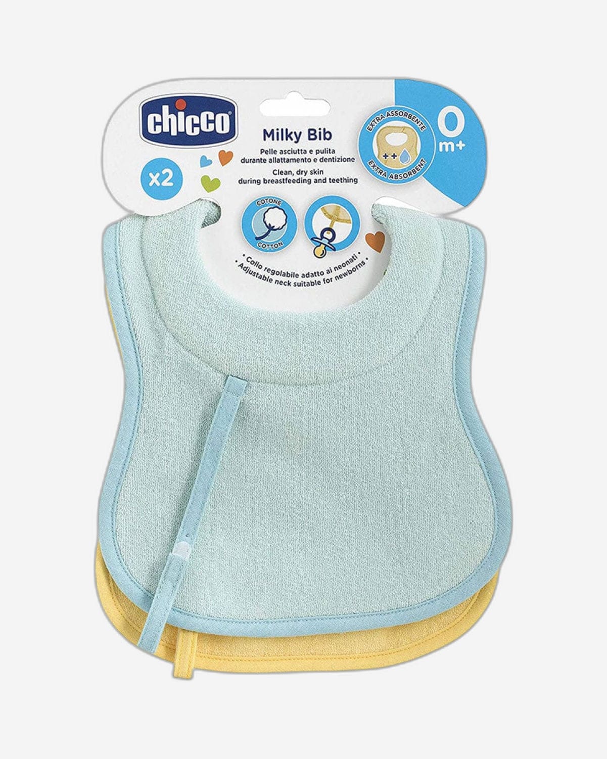 CHICCO BIB SET 0M+ BLUE 2 PIECES