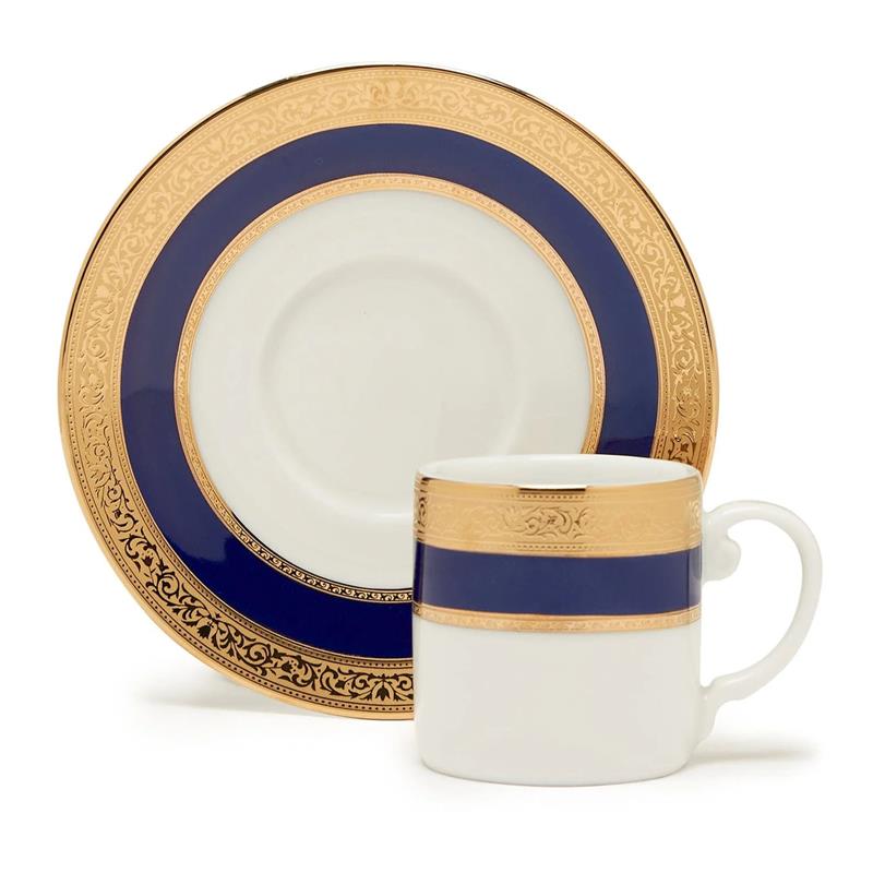 Dankotuwa Espresso Coffee Cup & Saucer 6Pc Victorian Gold Cobalt