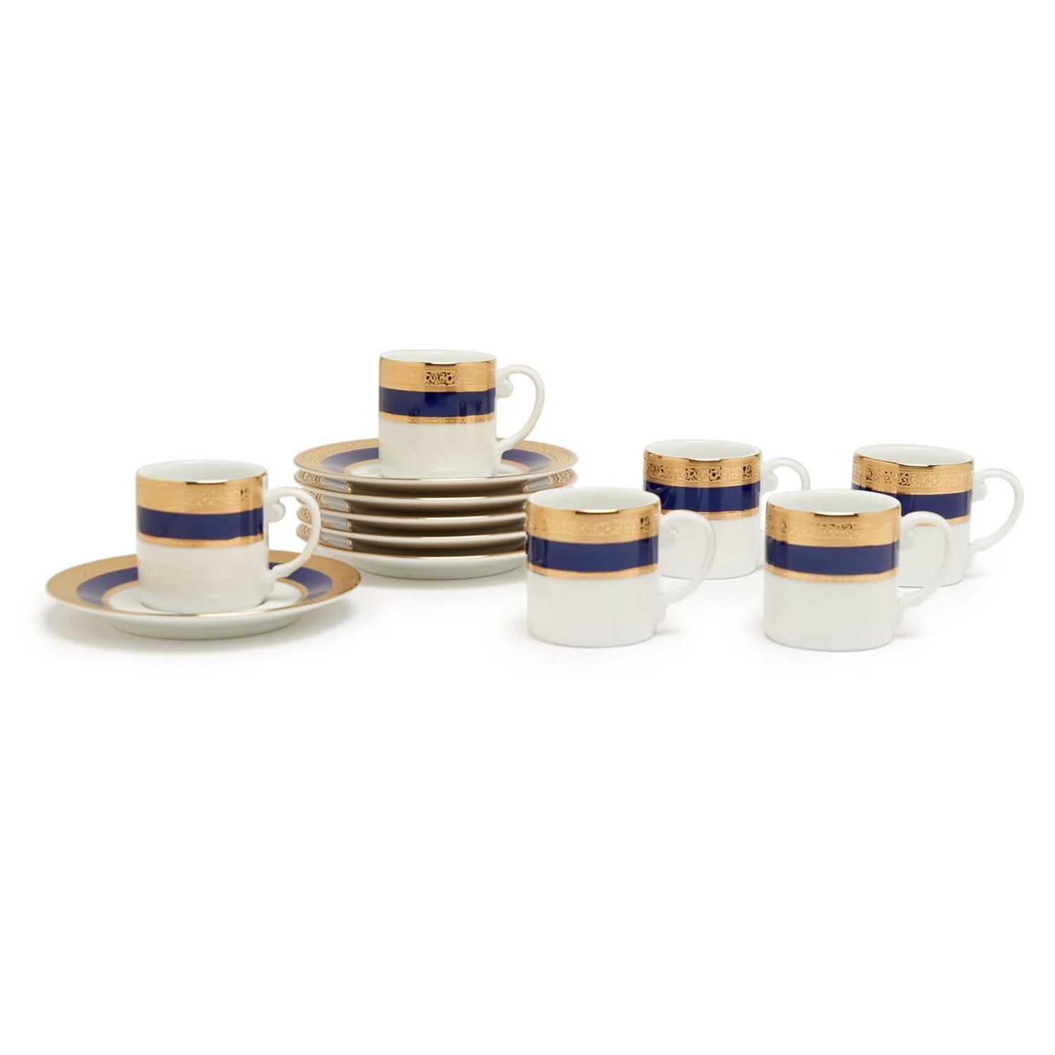 Dankotuwa Espresso Coffee Cup & Saucer 6Pc Victorian Gold Cobalt