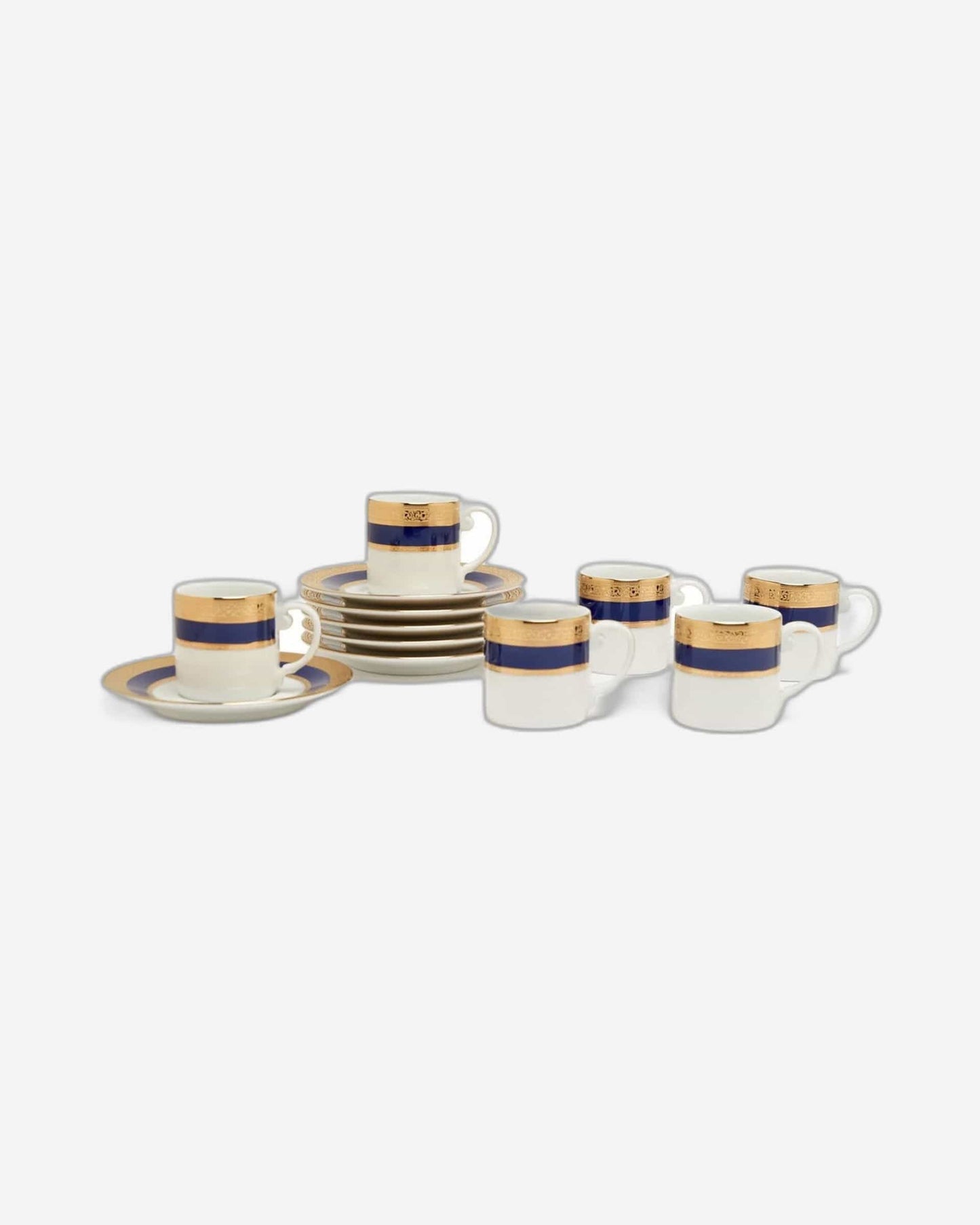 Dankotuwa Espresso Coffee Cup & Saucer 6Pc Victorian Gold Cobalt